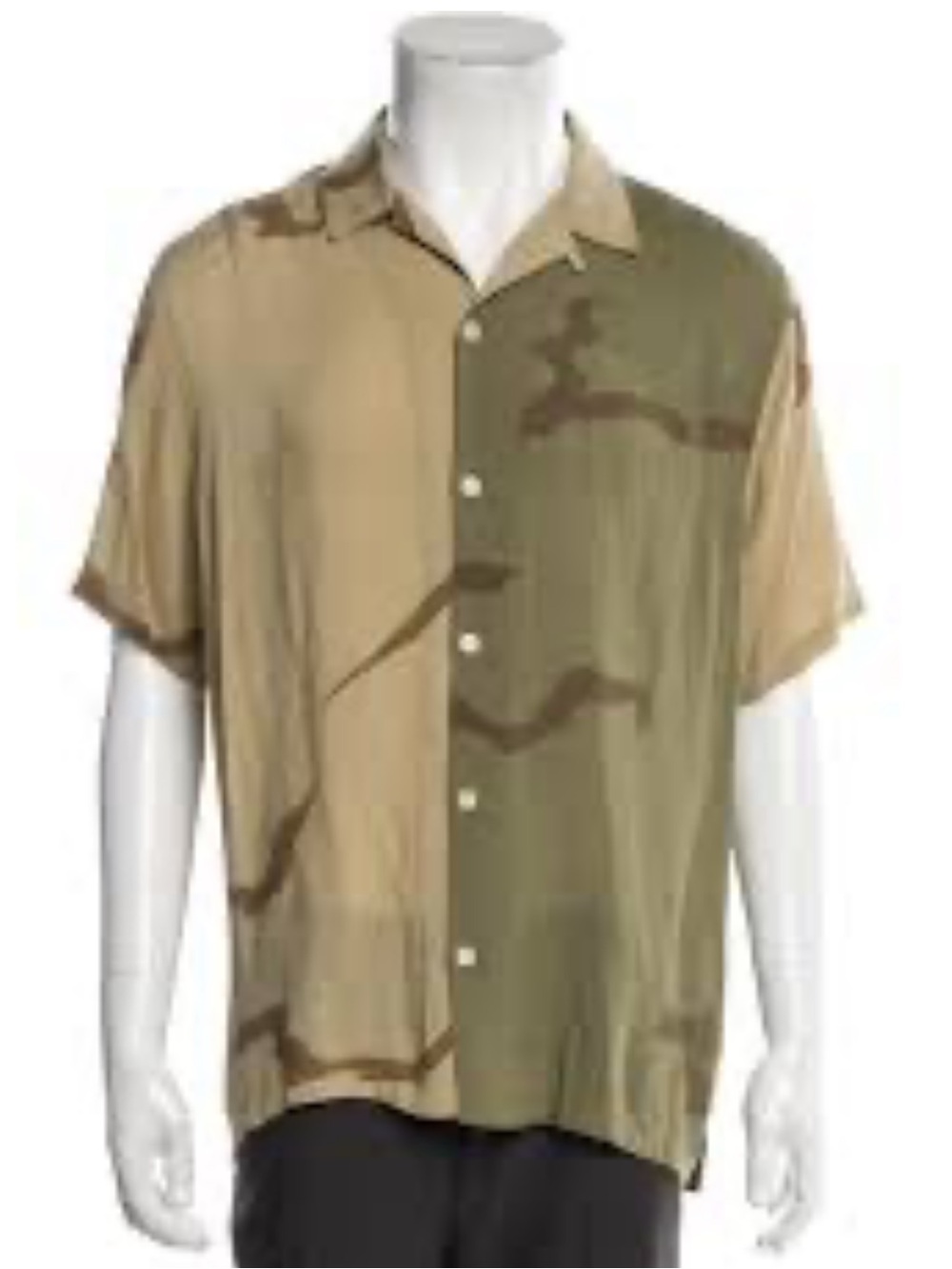 All Saints Two-Tone Olive and Tan Short-Sleeve Button Front Shirt